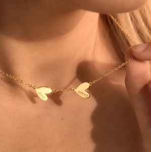 Collana con Ciondolo a Cuori Multipli, Personalizzabile con Iniziali, <span class=keywords><strong>Nomi</strong></span> e Date, Delicata Collana a Strati con Cuori, Gioiello d'Amore per Donne - Product Image 3