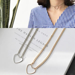 Gargantilla de acero inoxidable con colgante de corazón, cadena de oro de 18 pulgadas, elegante y elegante collar de joyería de moda - Product Image 5