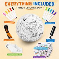 Innotoys Ballon de football dinosaure à colorier soi-même - Kit d'art et d'artisanat DIY personnalisé avec marqueurs pour garçons et filles de 3 à 8 ans