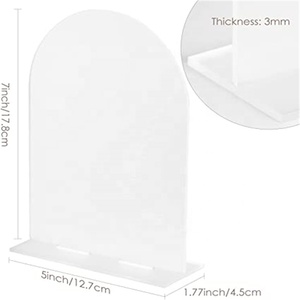 Arche de luxe en acrylique transparent, panneau de Table en acrylique givré, panneau en acrylique givré, bricolage, numéro de Table de mariage avec <span class=keywords><strong>Base</strong></span> givrée - Product Image 2