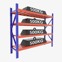 Étagère de stockage industrielle à 4 niveaux, capacité 500 kg, en acier, pour entrepôt, vente en gros, fabrication OEM