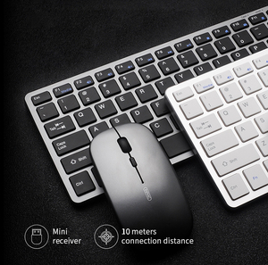 Sıcak satış ince 3 modları Bluetooth 2.4G şarj edilebilir kablosuz Mini klavye Mouse Combos Tablet PC cep telefonu için setleri - Product Image 3