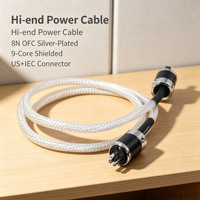 Câble d'alimentation haut de gamme 8N OFC en cuivre plaqué argent, blindé 9 conducteurs de 13 mm, connecteur US+IEC, pour applications audio et automobile