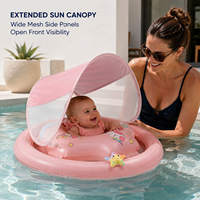 Flotador de Piscina para Bebés con Toldo y Asiento Textil Suave, Anillo Doble de PVC de 0.30 mm para Colecciones de Marca Privada