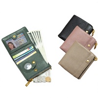 Portefeuille court multifonctionnel en cuir véritable gaufré, nouveau style européen et américain, pour hommes et femmes, porte-monnaie