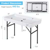 Table de pique-nique isotherme pliable avec jupe de protection imperméable et anti-taches