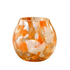 Pot de fleurs rond en verre coloré artisanal - Product Image 1