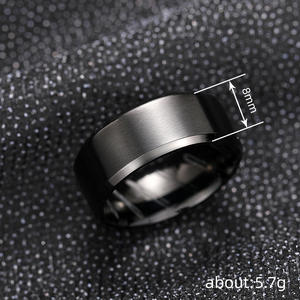 <b>Tungsten</b> Men's Wedding <b>Ring</b> <b>Black</b> Gun Plated Geometric Minimalist Design DJ086 - Product Image 5