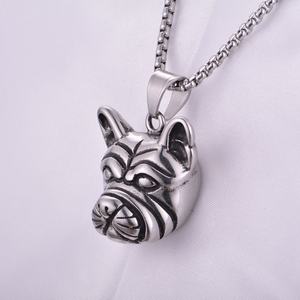 Colgantes de Perro Pug, Collares de Acero Inoxidable 316L, Dijes Vintage para Creación de Joyería Original Europea - Product Image 4