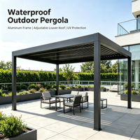 Pergola bioclimatique motorisée extérieure avec toit à lames orientables, revêtement poudré, étanche, en alliage d'aluminium, pour terrasse, restaurant, hôtel, OEM