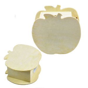 小孩DIY木制存钱罐盒苹果形状胶合板硬币储物钱箱，带数字和方形图案礼品 - Product Image 2