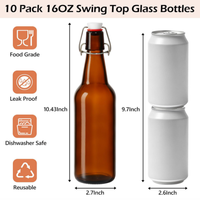 Bouteilles en verre à bouchon basculant ambré avec bouchons hermétiques pour la fermentation du kombucha, la bière, la cidre, la cidreuse et la fabrication artisanale de boissons.