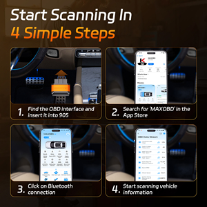 Maxobd và máy quét xe hơi ứng dụng miễn phí konnwei kw905 ELM327 Bluetooth 5.2 Mini ELM327 Bluetooth OBD2 máy quét - Product Image 6