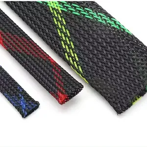 Custom Color Horse Pattern Braid Mesh Cable Sleeves Flexible Flexible PET Textile Sleevelylon Polyester Casing Hydraulic Hose
