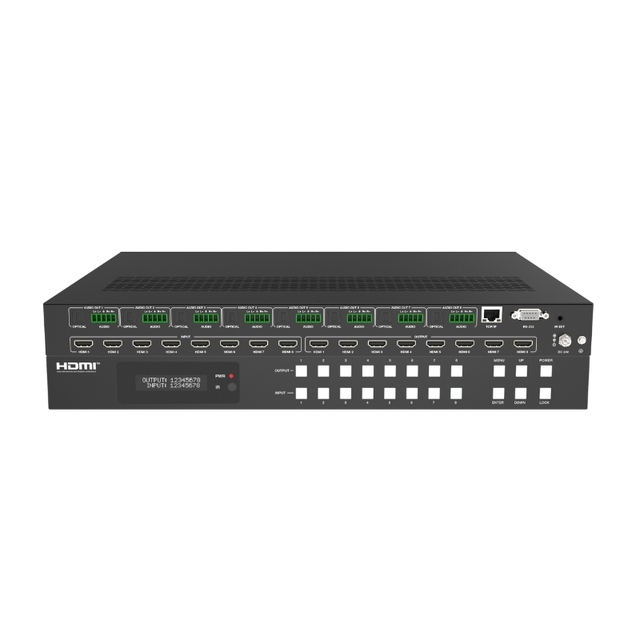 PINWEI 8X8 4K60Hz HDMI Seamless matrix Switcher with Audio and Optical L/R AUX Audio Splitter Multiviewer