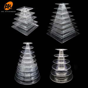 AK toptan yuvarlak kare plastik Macaron ekran kulesi standı için parti ve kutlama tatlı pasta sunum kabini rafları Caket araçları - Product Image 1
