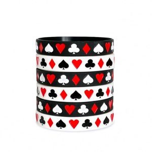 Bracelet de sport en silicone style poker, bracelet de danse urbaine, jeu de cartes, bracelet en caoutchouc rempli d'encre pour promotions - Product Image 1