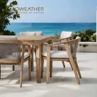 Chaises de salle à manger en teck pour l'extérieur, table et chaises modernes pour jardin, ensemble de chaises de salle à manger pour hôtel, ensemble de table pour villa