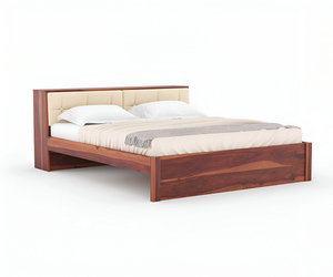 Lit en bois de Sheesham de qualité supérieure avec rangement, finition couleur miel, construction durable, compartiments spacieux, design élégant - Product Image 4