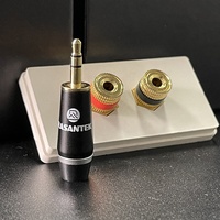 RASANTEK Prise Stéréo Haut de Gamme en Laiton Plaqué Or 5,5 mm (1/8 po) Peinture Noire Givrée Connecteur à Souder Jack Audio Câble Auxiliaire