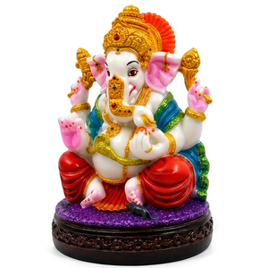Hand Painted Resin Lord Ganesha Sculpture Hindu God Figurine <b>Elephant</b> Head Statue for Home <b>Decor</b> - Product Image 1
