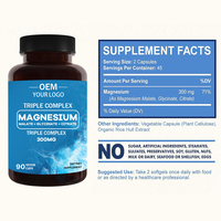 Capsules de citrate de magnésium en marque privée, complément alimentaire pour adultes, favorise un sommeil réparateur, 2 capsules par jour, flacon de 90 capsules