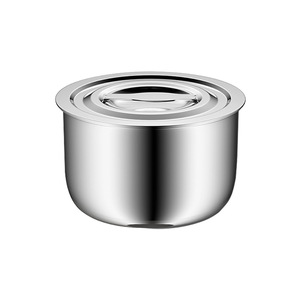 Thickened Stainless Steel <b>Basin</b> With Lid <b>Round</b> Stackable Food Storage Container For Kitchen Use - Product Image 5