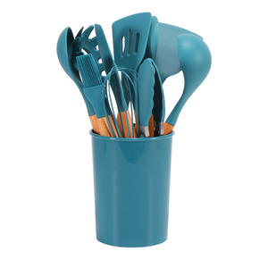 11pcs Set Kitchen Utensils Silicone Wood <b>Toaster</b> Function of Food <b>Tongs</b> - Product Image 6