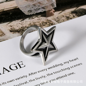 Punk <b>Titanium</b> Steel Star <b>Ring</b> SA963 Unisex Fashion Jewelry Gift - Product Image 3
