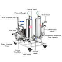 Filtro de Doble Tubo de Acero Inoxidable 304, Apto para Pequeñas Empresas y Familias, para Filtrar Licores, Vino, Bebidas y Vino de Frutas