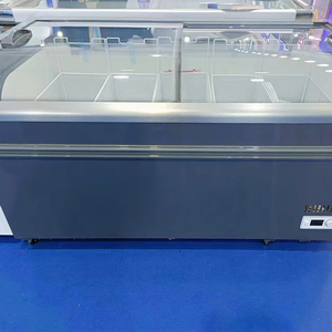 <span class=keywords><strong>Réfrigérateur</strong></span> commercial à température unique JINYU, prix usine, vitrine d'îlot de supermarché, vitrine incurvée en verre, affichage numérique - Product Image 2