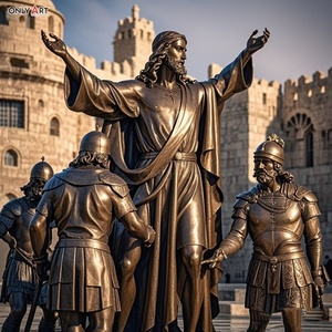 Famoso cristiano católico Metal latón tamaño real Jesús 14 estaciones escultura primera estación: <span class=keywords><strong>muerte</strong></span> Jesús condenó estatua de bronce - Product Image 3