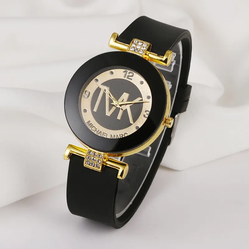 Brand Fashion Simple Casual Quartz Ladies Hand Watch Women Crystal Silicone Strap Wristwatch Gift