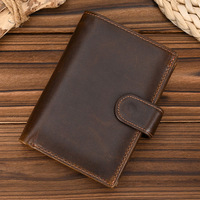 Dompet Pria Kulit Sapi Asli Vintage Desain Lipat Tiga Pendek Mewah dengan Kantong Koin dan Banyak Slot Kartu Dompet Kecil Pria.