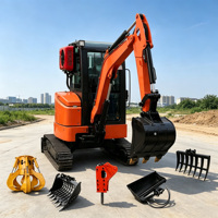 Excavator Mesin 3,5 Ton 4T Mini Digger Diesel Bagger Kabin Tertutup AC Motor Hidrolik Crawler Ukuran Kecil Baru