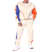 KY Color Block Poche zippée Sweat à capuche zippé personnalisé Joggers Pantalon de survêtement à cordon Survêtement unisexe