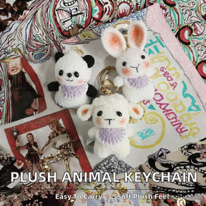 Llavero de animales amigurumi hechos a mano al por mayor, conejo, panda, oveja, de lana suave, tejido, portátil, de dibujos animados, con forma de corazón - Product Image 6