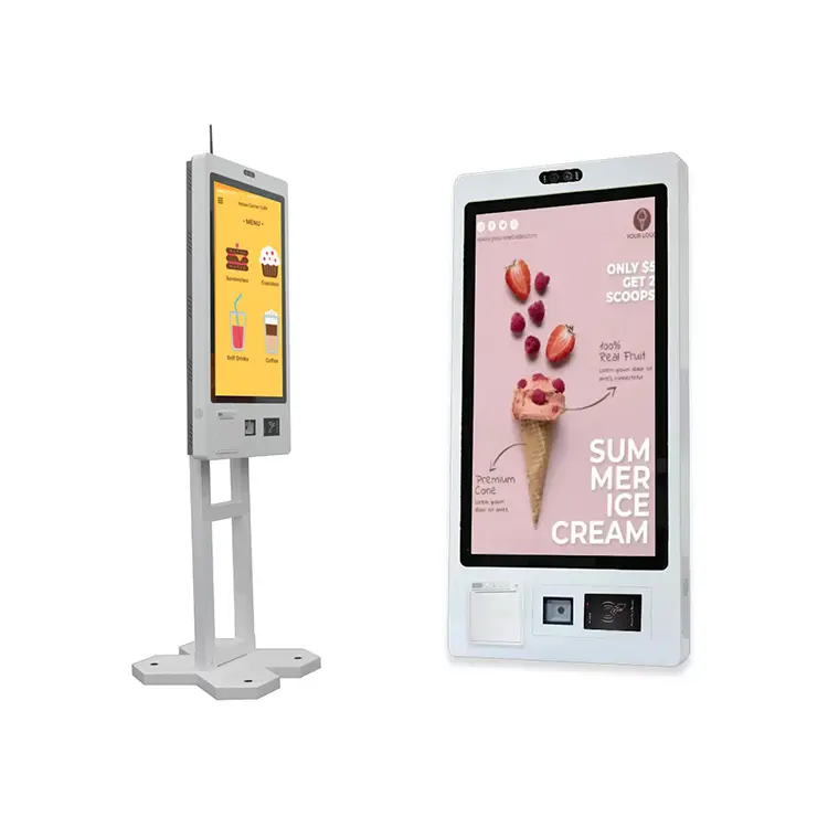 Crtly 32 pulgadas pantalla táctil autoservicio máquina de pago de alimentos o número de pedido quiosco de información de montaje en pared