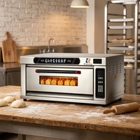 Oven Pemanggang Kue Pizza Komersial Favorit Pelanggan, Bahan Stainless Steel Lapis Tunggal 4 Tray, Dilengkapi Lampu Inframerah Jauh dan Lampu Dalam