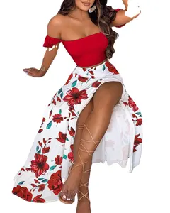 2 piece set women skirt and top Off shoulder tube top beach dresses women plus size women's dresses