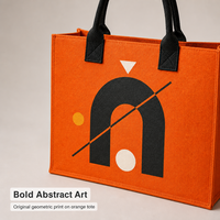 Sac fourre-tout en feutre à imprimé géométrique moderne, sac à main réutilisable, logo personnalisé, sac cadeau pour mariage, anniversaire, baby shower, fête