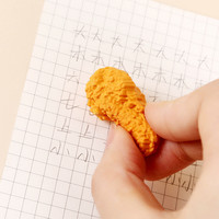 Juego de borrador de goma con forma de pollo fritado Kawaii, regalo promocional, personalizado, gran oferta