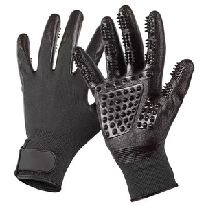 Gants de toilettage pour animaux de compagnie, mitaines de massage en silicone pour chiens et chats, pour éliminer les poils lâches, bleu foncé, noir, bleu lac - Product Image 5