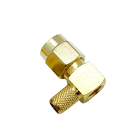 Connecteur SMA-JW-3 50 Ohm SMA mâle à angle droit à sertir, plaqué or, prise coaxiale RF 90 degrés pour câble RG58 RG142 LMR195