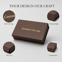 Caja de Regalo Rígida Personalizada Leabon, Color Marrón Chocolate con Logotipo en Dorado, Tapa Abatible, para Empaquetado de Regalos Corporativos, Venta al Por Mayor de Fábrica