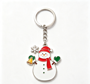 Porte-clés en métal personnalisé pour Noël, bonhomme de neige en alliage de zinc émaillé, souvenir de vacances, cadeau - Product Image 3