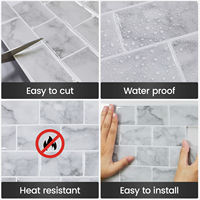 Tuiles linéaires modernes imperméables faciles à installer, à coller – Faux carrelage mural en verre sans joint pour cuisine et salle de bain