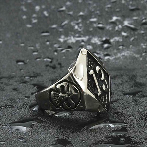 Men's Titanium Steel <b>Skull</b> <b>Ring</b> 13 Logo Geometric Design Retro Punk Style Silver Jewelry Gift - Product Image 5