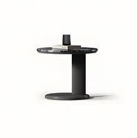 Table console en pierre microcristalline design, minimaliste, luxueuse, écologique, durable, base sur piédestal, faite à la main, pour salon, entrée, villa, hôtel