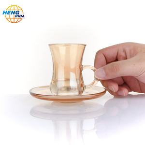 Tazze da tazza in vetro di design Vintage a piccolo volume con piattino per set da tè o caffè tazza di vetro economica - Product Image 3